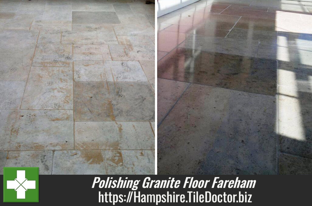 Cleaning Polishing Granite Floor Tiles in Fareham
